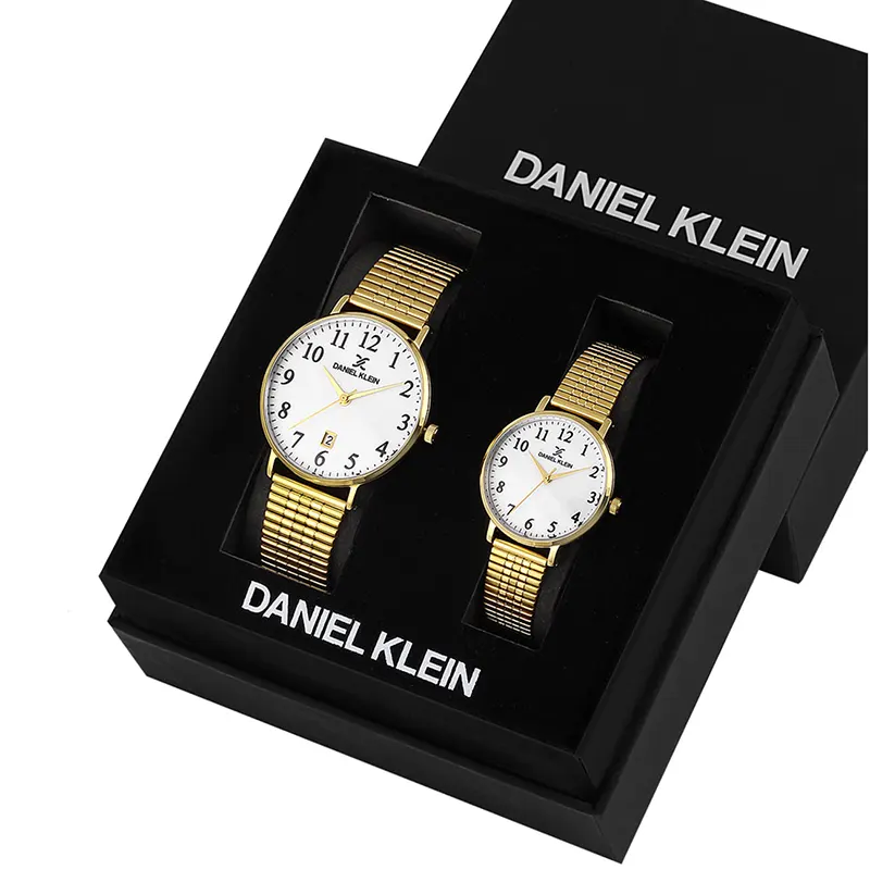 Daniel Klein White Dial Gold-tone Couple Set- DK.1.13577-5